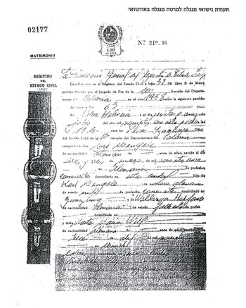 Acta de matrimonio de Josef