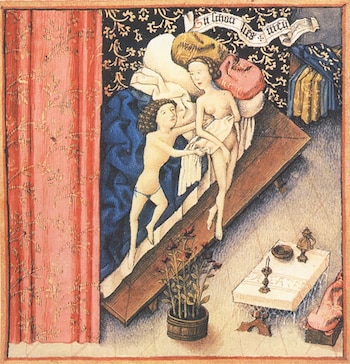 Esposos entrando al lecho nupcial