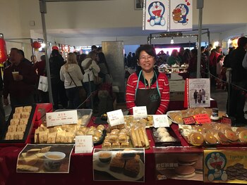 El puesto de pastelería realizada