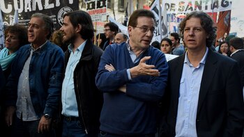 Los dirigentes Néstor Pitrola, Nicolás del Caño, Marcelo Ramal y Cristian Castillo