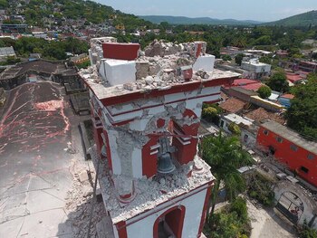 Así quedó el campanario de