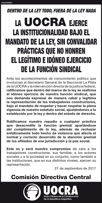 La solicitada de la UOCRA