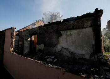 Una pared derrumbada en el