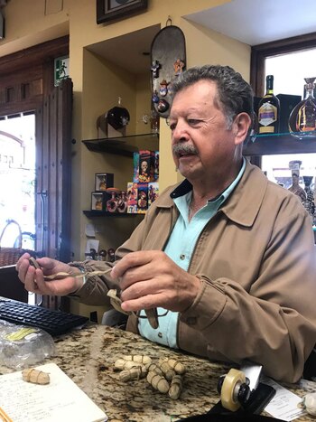 Luis del Hoyo mostrando los