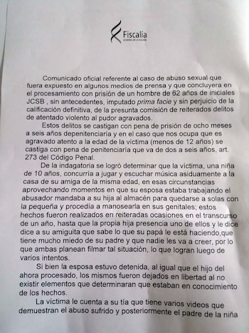 El comunicado de la fiscal