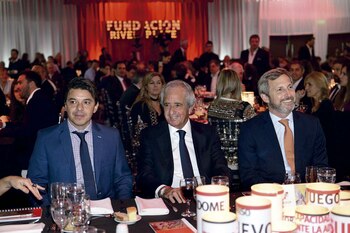 Marcelo Gallardo, el presidente de River, Rodolfo D’Onofrio y el ministro del Interior, Rogelio Frigerio.