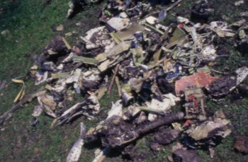 El impacto fue tan brutal que la máquina se convirtió en chatarra esparcida en el campo.