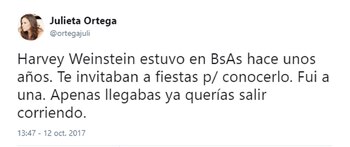Tuit de Julieta Ortega sobre
