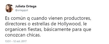 Tuit de Julieta Ortega sobre