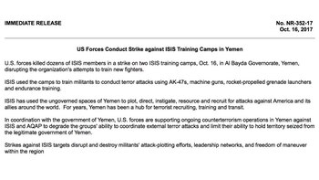 El comunicado del Pentágono