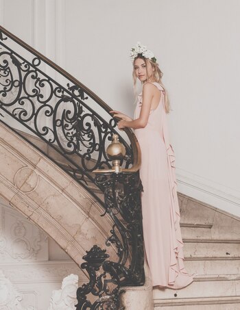 Maxivestido de gasa con volados