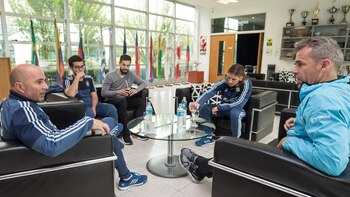 Sampaoli, Scher, Beccacece con Orsanic