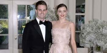 Evan Spiegel y Miranda Kerr.