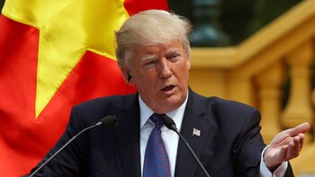 Donald Trump durante un discurso