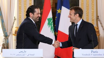 Saad Hariri y Emmanuel Macron