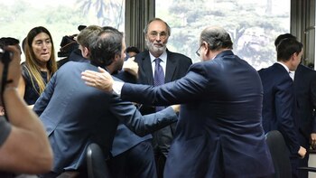 Pablo Tonelli, diputado de Cambiemos, sonríe al finalizar la audiencia (Gustavo Gavotti)