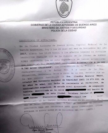 La denuncia radicada contra Carlos