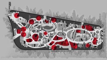 Las zonas en rojo serían