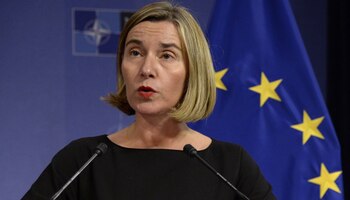 Federica Mogherini, en una conferencia en Bruselas (AFP)