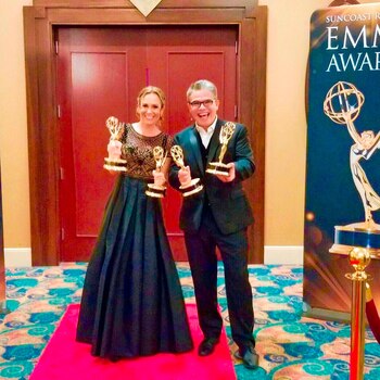 Con el presentador Nelson Bustamante