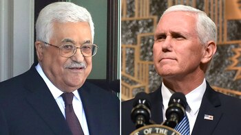 Mahmud Abbas y Mike Pence