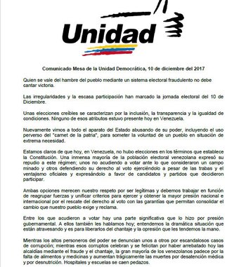 El comunicado de la coalición