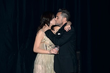 Mercedes Funes con el periodista Cecilio Flematti