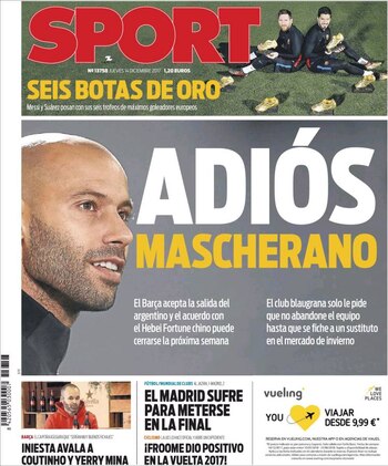 La tapa de Sport anuncia