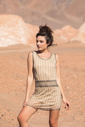 Vestido de gasa con bordado