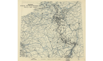 La linea del frente el 16 de diciembre de 1944, al inicio de la Ofensiva (Library of Congress)