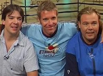 Fantino con dos viejos compinches de sus programas en TyC Sports: Gastón Recondo y Marcelo Palacios