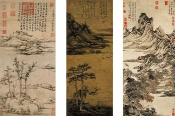 Izquierda: Ni Zan Centro: Wu Zhen Derecha: Wang Meng