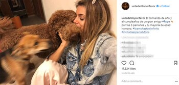 Natalie Pérez festejó en familia y más tarde saludó a su mascota, Rope, que cumple tres años