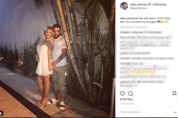 Ailén Bechara, embarazada, con su novio