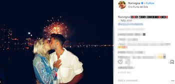 Flor Vigna y Nico Occhiato recibieron de una forma super romántica el año, con un beso bajo los fuegos artificiales de Punta del Este