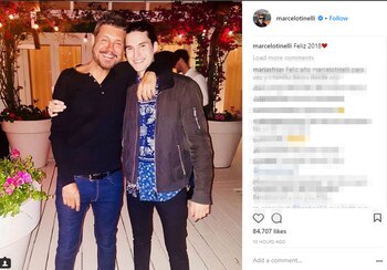 Marcelo Tinelli con su hijo Francisco, en Punta del Este
