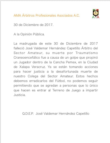 El comunicado de la AMA