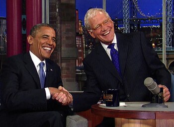 Obama y Letterman en 2012