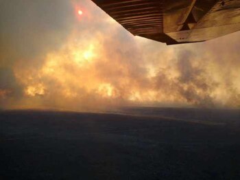 Vista aérea de los incendios
