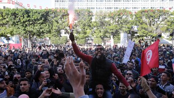 Una masiva movilización en Túnez