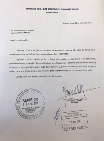 La renuncia de Mariana Triaca