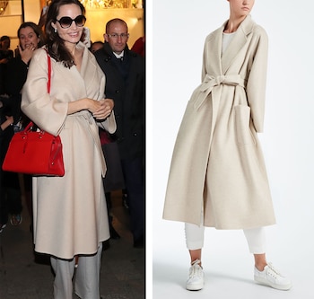 Angelina con un abrigo de