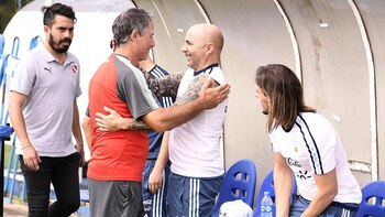 Sampaoli estuvo en la práctica