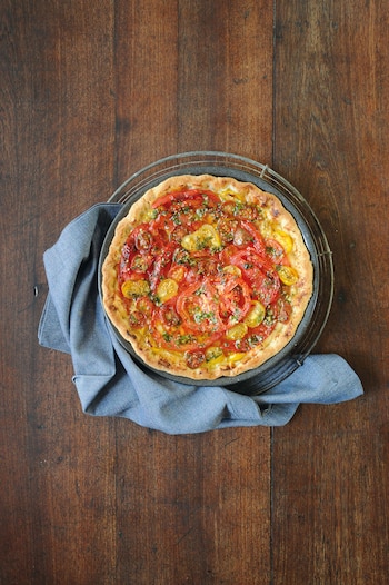 Tarta de queso y tomate