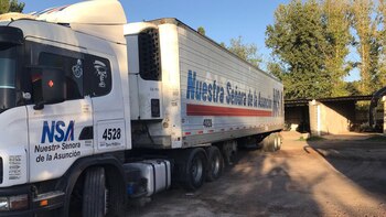 Uno de los camiones que transportaban marihuana