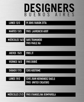 La grilla de desfiles para