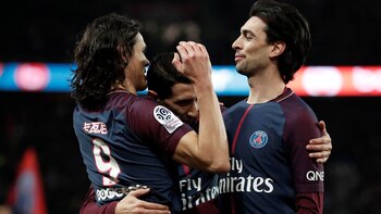 Edinson Cavani, Javier Pastore y Ángel Di