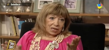 La periodista, durante su visita