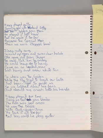 Letras originales de “Ziggy Stardust,” de