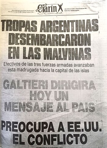 La tapa del diario Clarín